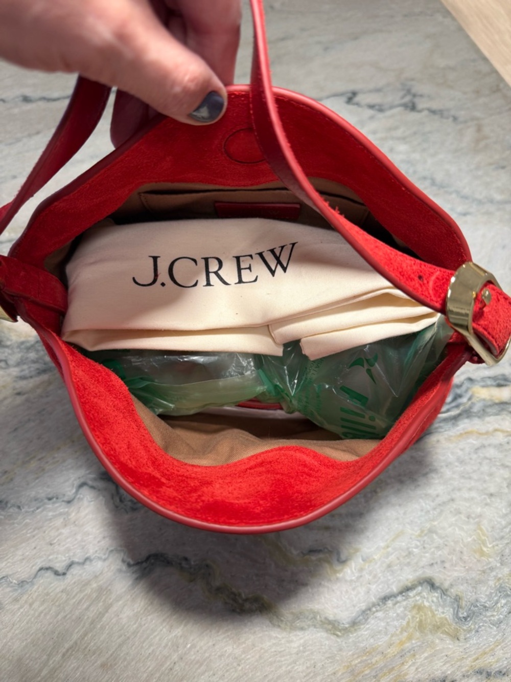 J. Crew Berkeley small shoulder bag in suede in radiant red - Picture 4 of 7